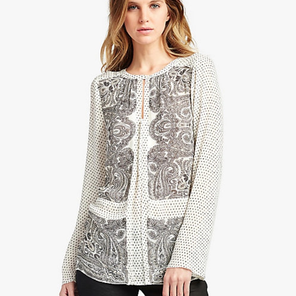 NWT Lucky brand boho long sleeve blouse Sz XS